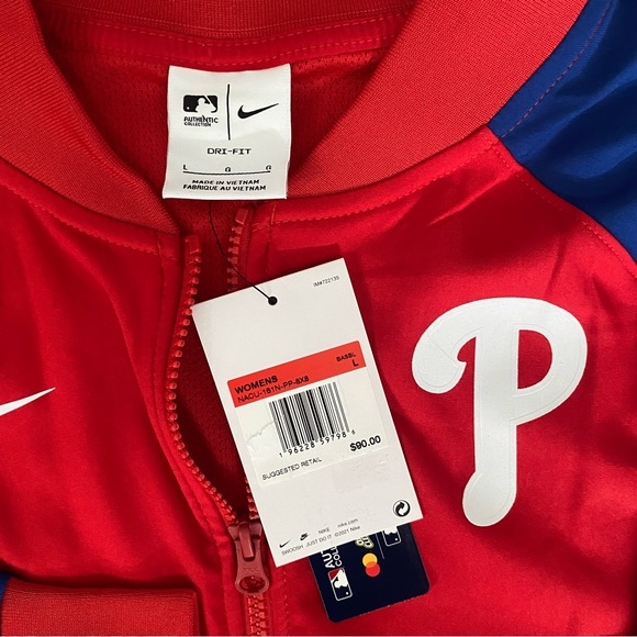 NWT Nike Philadelphia Phillies Performance Raglan Zippered Jacket, Size Large - Picture 6 of 13